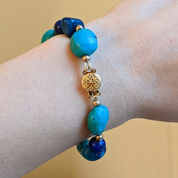Turquoise & Lapis Lazuli Bracelet - Picture 2 of 5